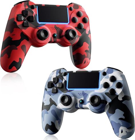 KDYGPDCT 2 Pack Wireless Controller for PS4/Pro/PS3,Wireless Remote Gamepad with 1000mAh Battery | Double Shock | Audio | 6-Axis Motion Sensor | Share Button (Red + Blue) in Kuwait