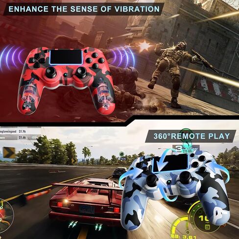 KDYGPDCT 2 Pack Wireless Controller for PS4/Pro/PS3,Wireless Remote Gamepad with 1000mAh Battery | Double Shock | Audio | 6-Axis Motion Sensor | Share Button (Red + Blue) in Kuwait