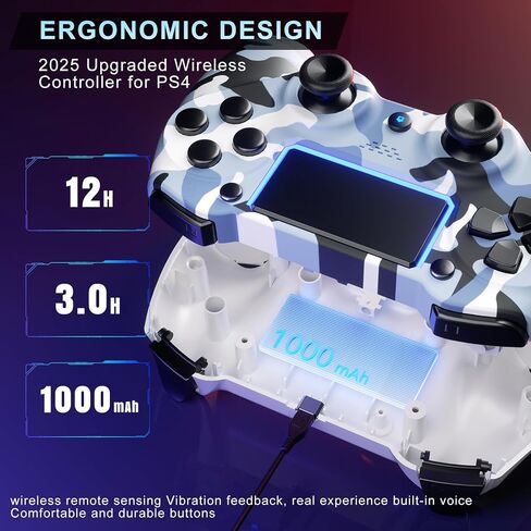 KDYGPDCT 2 Pack Wireless Controller for PS4/Pro/PS3,Wireless Remote Gamepad with 1000mAh Battery | Double Shock | Audio | 6-Axis Motion Sensor | Share Button (Red + Blue) in Kuwait