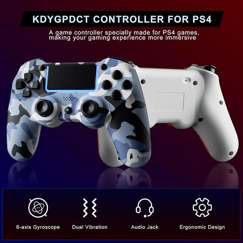 KDYGPDCT 2 Pack Wireless Controller for PS4/Pro/PS3,Wireless Remote Gamepad with 1000mAh Battery | Double Shock | Audio | 6-Axis Motion Sensor | Share Button (Red + Blue) in Kuwait