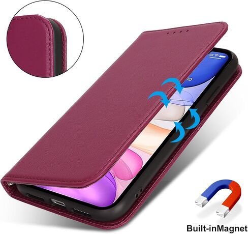 for iPhone 11 Wallet Case for Women,for iPhone 11 Case with Card Holder and Wrist Strap,Leather Shockproof Magnetic Kickstand Flip Phone Case-Yellow in Kuwait