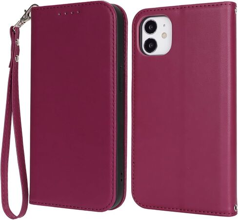for iPhone 11 Wallet Case for Women,for iPhone 11 Case with Card Holder and Wrist Strap,Leather Shockproof Magnetic Kickstand Flip Phone Case-Yellow in Kuwait