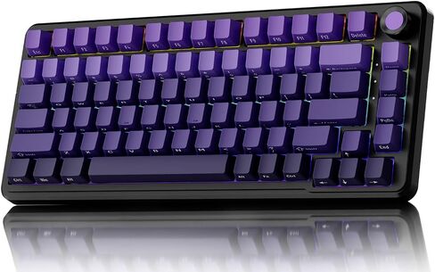 EWEADN GS75 Wireless Mechanical Keyboard, 75% Gaming Keyboard Gasket Hot Swappable Custom Keyboard with RGB, Knob, PBT Keycaps BT5.0/2.4G/USB-C Creamy Keyboard (Cream Pink Switch, Pink & White) in Saudi Arabia
