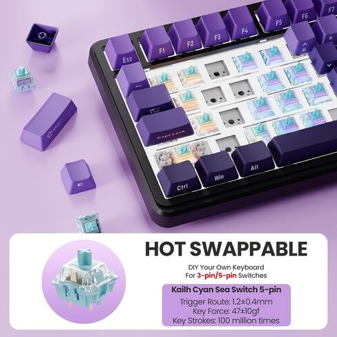 EWEADN GS75 Wireless Mechanical Keyboard, 75% Gaming Keyboard Gasket Hot Swappable Custom Keyboard with RGB, Knob, PBT Keycaps BT5.0/2.4G/USB-C Creamy Keyboard (Cream Pink Switch, Pink & White) in Saudi Arabia