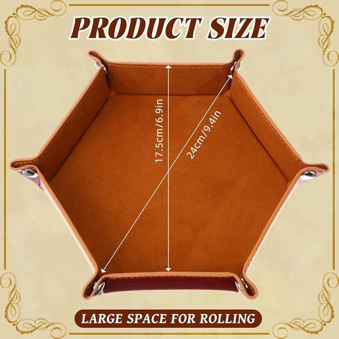 12 Pcs Dice Tray for Rolling Folding Dice Tray PU Leather Dice Holder Tray Portable Dice Holder Storage Box Folding Hexagon Dice Mat Velvet for Dice Games Like RPG and Other Table in Saudi Arabia