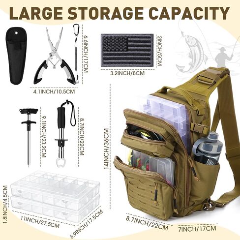 9 Pcs Fishing Tool Kit Fishing Gear and Equipment Include Backpack Pliers Set Tackle Boxes Fish Lip Gripper Hook Remover Tactical Flag Patch(Black) in Saudi Arabia