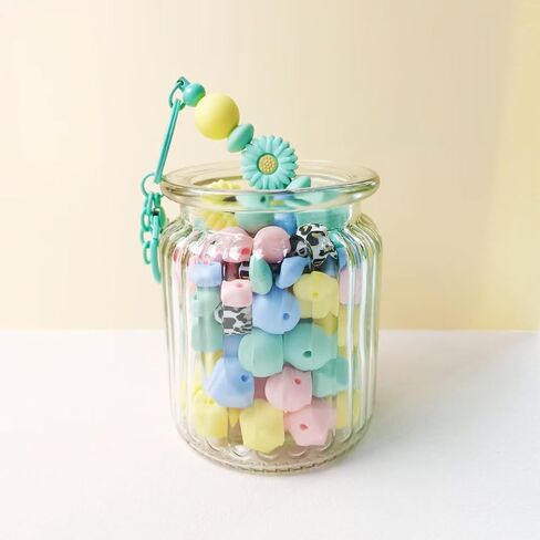 104pcs Silicone Beads DIY Jewelry Making Kit with Elastic Cord, Multiple Styles/Colors/Shapes Bulk Rubber Beads Set, for DIY Keychain/Beaded Pens/Bag Chain/Bracelet and Other Decors in Saudi Arabia
