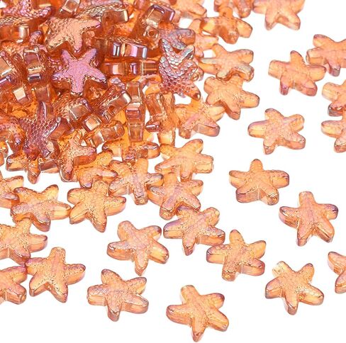 PATIKIL 60 Pcs Starfish Beads, Ocean Starfish Sea Animal Bead Bracelet Necklace Earring Making Supplies Loose Bead for DIY Craft Jewelry, Orange in Saudi Arabia