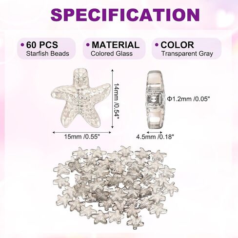 PATIKIL 60 Pcs Starfish Beads, Ocean Starfish Sea Animal Bead Bracelet Necklace Earring Making Supplies Loose Bead for DIY Craft Jewelry, Orange in Saudi Arabia