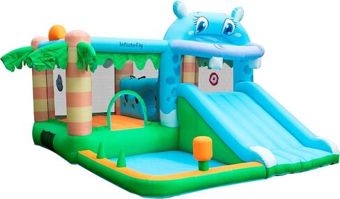 Inflatable Bounce House with Blower Playhouse Castle with Double Slides Ball Pit Pool for Kids 2-12 Wet and Dry in Kuwait