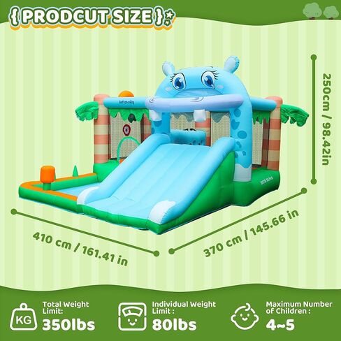Inflatable Bounce House with Blower Playhouse Castle with Double Slides Ball Pit Pool for Kids 2-12 Wet and Dry in Kuwait