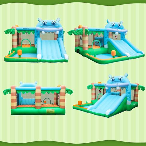 Inflatable Bounce House with Blower Playhouse Castle with Double Slides Ball Pit Pool for Kids 2-12 Wet and Dry in Kuwait