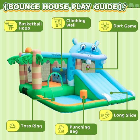 Inflatable Bounce House with Blower Playhouse Castle with Double Slides Ball Pit Pool for Kids 2-12 Wet and Dry in Kuwait