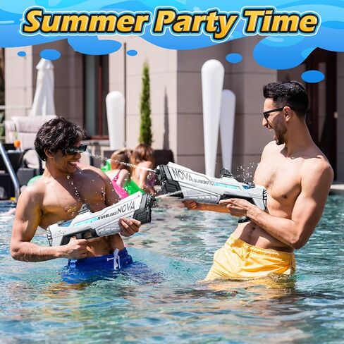 Skirfy Electric Water Gun for Kids Adults with Led Light, Outdoor Automatic Suction Squirt Guns Muzzle Flame, Water Guns Summer Beach Pool Lawn Party Games（White） in Saudi Arabia