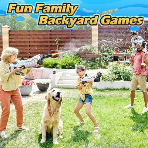 Skirfy Electric Water Gun for Kids Adults with Led Light, Outdoor Automatic Suction Squirt Guns Muzzle Flame, Water Guns Summer Beach Pool Lawn Party Games（White） in Saudi Arabia