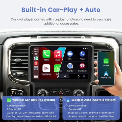 8 Core 4+64GB 1280x720 Car Radio Stereo for Dodge Ram 1500 2500 3500 2013-2018 Automatic AC Upgrade Dash Kit Android 12 9" Touch Screen with Wirelss Car-Play/Android Auto,DSP/AM/FM/GPS Navi/5G WiFi in Kuwait