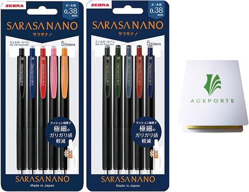 ZEBRA SARASA NANO 0.38mm Gel Ballpoint Pen 10 Pack (Blue Black) with Sticky Notes in Kuwait