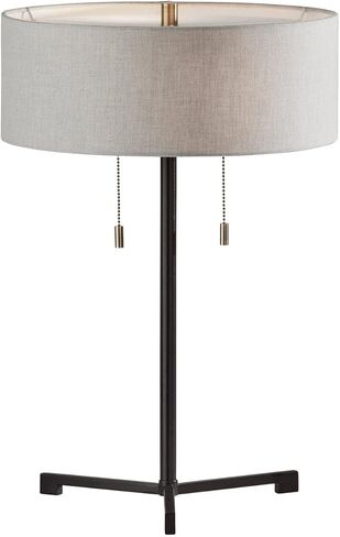 Adesso 1557-01 Wesley Floor Lamp ، 60 بوصة ، 2 × 60 واط ، أسود ، مصباح طابق واحد in Saudi Arabia