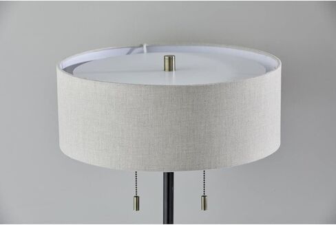 Adesso 1557-01 Wesley Floor Lamp ، 60 بوصة ، 2 × 60 واط ، أسود ، مصباح طابق واحد in Saudi Arabia