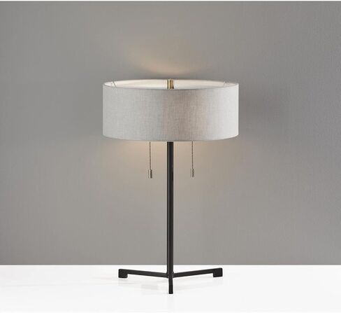 Adesso 1557-01 Wesley Floor Lamp ، 60 بوصة ، 2 × 60 واط ، أسود ، مصباح طابق واحد in Saudi Arabia