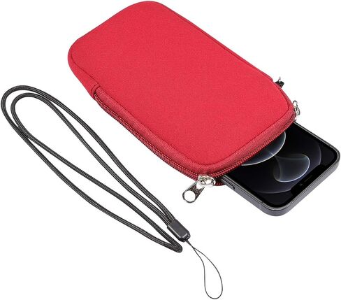 Neoprene Cell Phone Sleeve Pouch Case with Neck Lanyard for Samsung Galaxy S24 Ultra S23 Ultra S22 Ultra S21 Ultra S20 Plus A35 A05 A14 A13 iPhone 16 Pro Max Moto G Play G Power G Stylus 5G (Black XL) in Kuwait