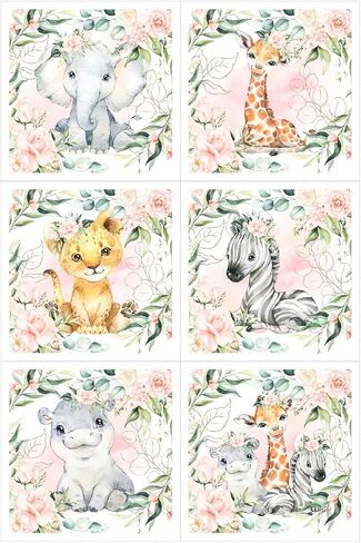 UNIQUE Safari Fabric Panel Set (6 Panels, 12x12in Each), Quilting Panels, Baby Quilt Panels, Cotton Baby Panels, Blanket Panel, Fabric Panel for Quilting, White, Pink, Green, UN-US-KS-889 in Saudi Arabia