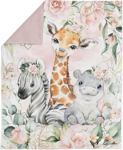 UNIQUE Safari Fabric Panel Set (6 Panels, 12x12in Each), Quilting Panels, Baby Quilt Panels, Cotton Baby Panels, Blanket Panel, Fabric Panel for Quilting, White, Pink, Green, UN-US-KS-889 in Kuwait