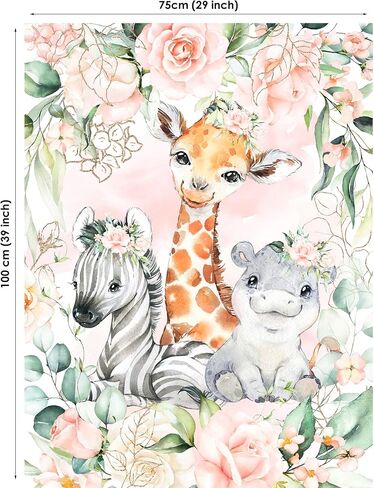 UNIQUE Safari Fabric Panel Set (6 Panels, 12x12in Each), Quilting Panels, Baby Quilt Panels, Cotton Baby Panels, Blanket Panel, Fabric Panel for Quilting, White, Pink, Green, UN-US-KS-889 in Kuwait