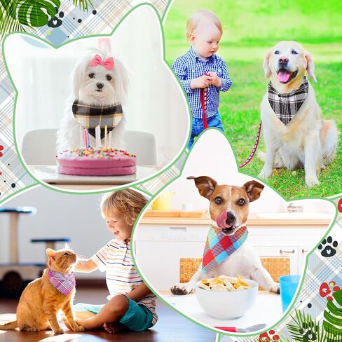 Reginary 180 Pcs 4th of July Dog Bandanas Bulk Hawaiian Triangle Dog Scarfs Bib Bandanas Plaid Flamingo Pet Triangle Bibs Kerchief Adjustable Bandana for Pet Grooming Costume Accessory(Paw Print) in Kuwait