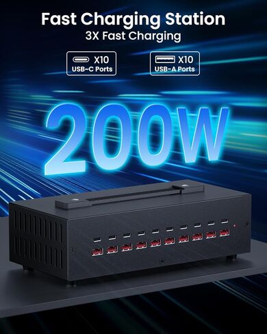300W USB ~ C CARGING Station ، 40 PORT (20 USB A & 20 USB ~ C PORT) USB ~ C Charger Block ، محطة شحن سريعة لأجهزة متعددة ، شاحن جدار USB سطح المكتب متوافق مع iPhone ، iPad ، والأقراص in Kuwait