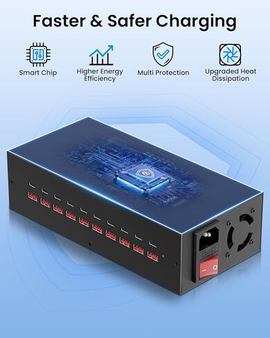 300W USB ~ C CARGING Station ، 40 PORT (20 USB A & 20 USB ~ C PORT) USB ~ C Charger Block ، محطة شحن سريعة لأجهزة متعددة ، شاحن جدار USB سطح المكتب متوافق مع iPhone ، iPad ، والأقراص in Kuwait