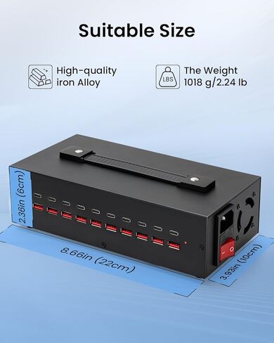 300W USB ~ C CARGING Station ، 40 PORT (20 USB A & 20 USB ~ C PORT) USB ~ C Charger Block ، محطة شحن سريعة لأجهزة متعددة ، شاحن جدار USB سطح المكتب متوافق مع iPhone ، iPad ، والأقراص in Kuwait
