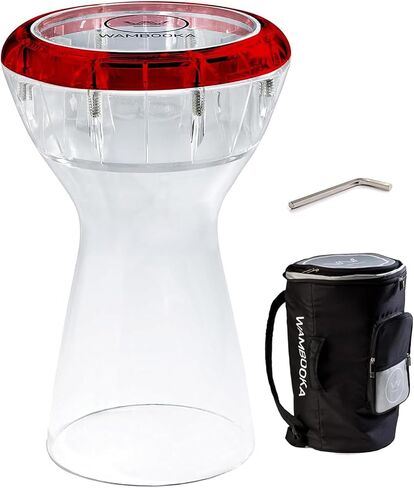 Wambooka Diamond Darbuka Drum with 8.75 inch Head, with Brass tuning keys and Padded Bag 17 inches Length (Crystal Clear PC) in Kuwait