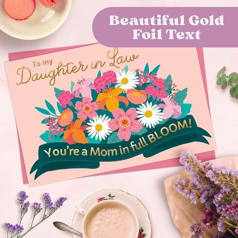 بطاقة يوم Honeyplum Mothers للجدة مع مظروف - تصميم زهري مشرق وملون مع حروف رقائق الذهب - 4 × 6 بوصات in Saudi Arabia