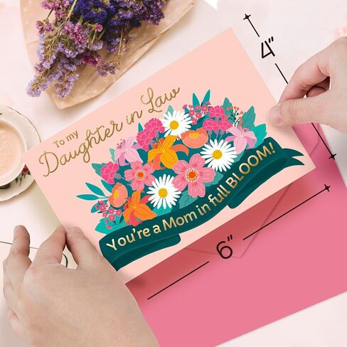 بطاقة يوم Honeyplum Mothers للجدة مع مظروف - تصميم زهري مشرق وملون مع حروف رقائق الذهب - 4 × 6 بوصات in Saudi Arabia