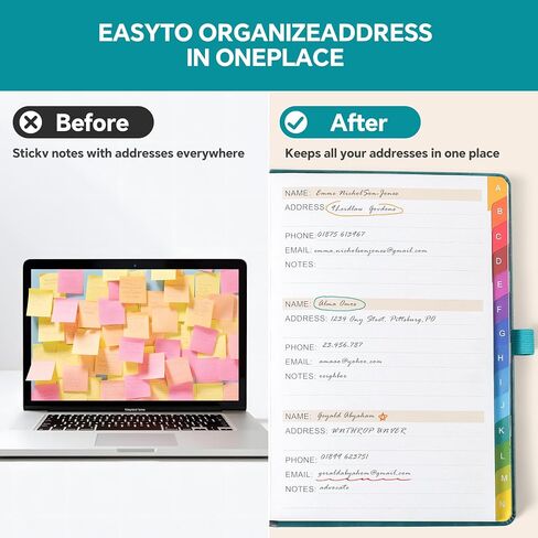 Address Book with Colorful Alphabetical Tabs (8.4" x 5.7") – Hardcover Contact Organizer for Website Passwords, Telephone, Software Licenses, and Important Information – Blue in Kuwait
