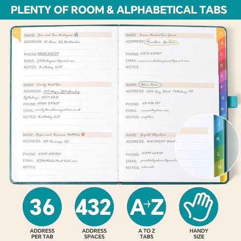Address Book with Colorful Alphabetical Tabs (8.4" x 5.7") – Hardcover Contact Organizer for Website Passwords, Telephone, Software Licenses, and Important Information – Blue in Kuwait