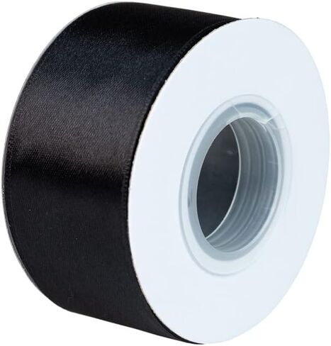 Craft County - 1 1/4 Inch Double Faced Satin Ribbon - Black - 25 Yards (75 ft) - Great for Crafts Projects, Wrapping, Weddings, Parties, Floral Projects, Home Décor, & More in Saudi Arabia