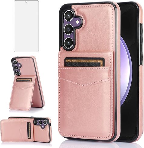 ASUWISH PHONE CASE لـ Samsung Galaxy S23 Fe Gaxaly S 23 Fe 5G مع حامي شاشة الزجاج المحفظة حامل بطاقة الائتمان محفظة محفظة محفظة سعة خلية جلدية S23FE5G S23FE 23S G5 الرجال الأزرق in Saudi Arabia