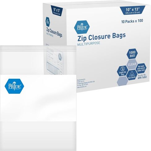 MED PRIDE Reusable Clear Zip Closure Bags [Bulk Pack of 1000] Strong Plastic Storage Bags With Zipper| Medical Zip Bags With Writing Block For Labeling| Medium Size (4'' x 6'') in Saudi Arabia