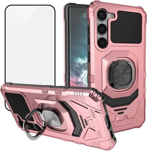 Ailiber for Samsung Galaxy S25 Cell Phone Case, Galaxy S25 5G Case with Screen Protector, Ring Kickstand for Magnetic Car Mount, Rugged Shockproof Heavy Duty Cover Case-Purple in Saudi Arabia
