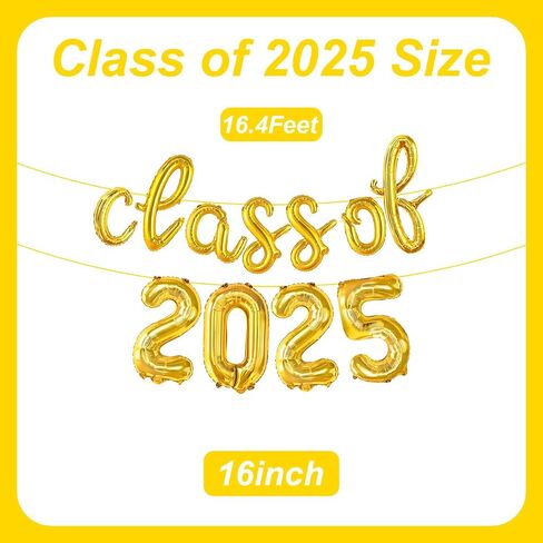 فئة الذهب من 2025 بالونات - 16 بوصة 2025 بالونات التخرج لصف زخارف التخرج من 2025 - فئة بالون التخرج من 2025 لزخارف حفل التخرج in Kuwait