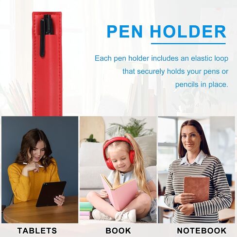 UXCELL 4 PCS حامل حلقة القلم القابلة للتعديل للكمبيوتر المحمول ، PU LEATHER PENDER HOLDER SLEEVE SLEEVE SLISTION SLIT in Kuwait