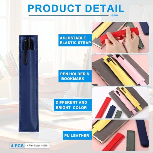 UXCELL 4 PCS حامل حلقة القلم القابلة للتعديل للكمبيوتر المحمول ، PU LEATHER PENDER HOLDER SLEEVE SLEEVE SLISTION SLIT in Saudi Arabia