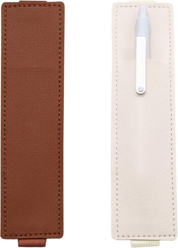 2 PCS Adjustable Pen Holder Elastic Band, PU Leather Pen Sleeve for Notebook and Books (Blue, Gray) in Kuwait