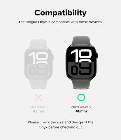 Ringke Onyx [Helmet-Level Protection] Compatible with Apple Watch Series 10 Case (46mm) Oil Resistant Soft Flexible TPU and Protective PC Cover - Gray Sand in Kuwait