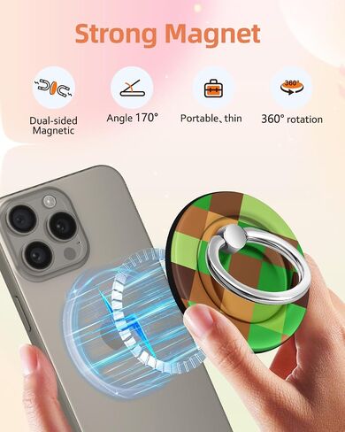 for Magnetic Phone Ring Holder Compatible with MagSafe for Women - Cute Design Magnet Phone Grip Ring Stand Kickstand for for iPhone 16 Pro Max/16 Pro/16/15/14/13/12 Series, White Flower in Kuwait