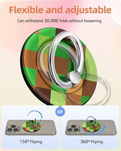 for Magnetic Phone Ring Holder Compatible with MagSafe for Women - Cute Design Magnet Phone Grip Ring Stand Kickstand for for iPhone 16 Pro Max/16 Pro/16/15/14/13/12 Series, White Flower in Kuwait