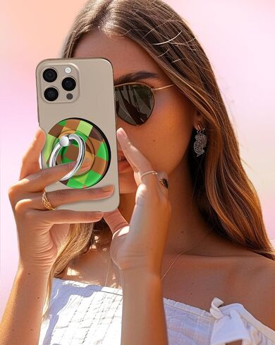 for Magnetic Phone Ring Holder Compatible with MagSafe for Women - Cute Design Magnet Phone Grip Ring Stand Kickstand for for iPhone 16 Pro Max/16 Pro/16/15/14/13/12 Series, White Flower in Kuwait
