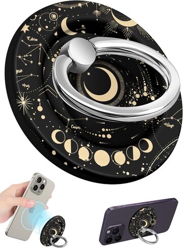 for Magnetic Phone Ring Holder Compatible with MagSafe for Women - Cute Design Magnet Phone Grip Ring Stand Kickstand for for iPhone 16 Pro Max/16 Pro/16/15/14/13/12 Series, White Flower in Kuwait